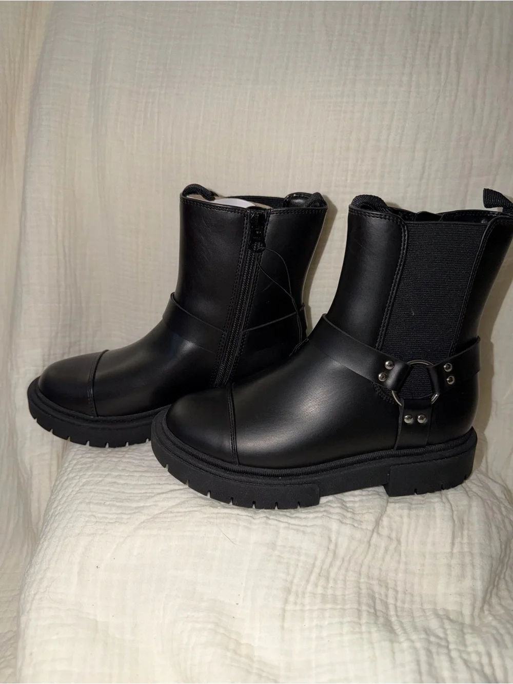 Black Child’s  Chelsea Harness Boots - Unbranded